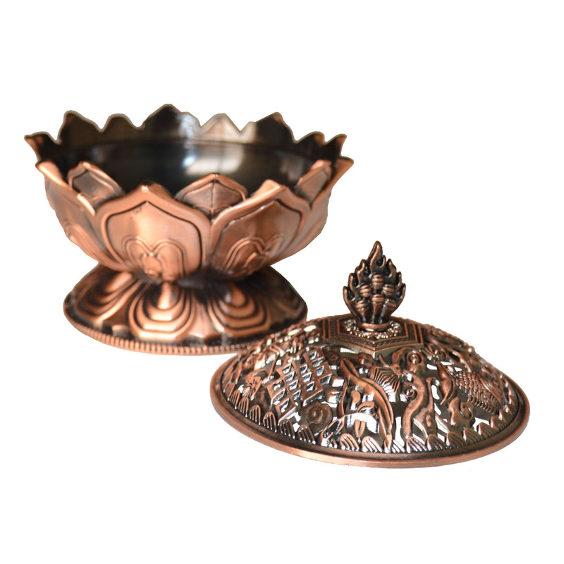 4” Copper Tibetan 8 Auspicious Symbol Incense Burner