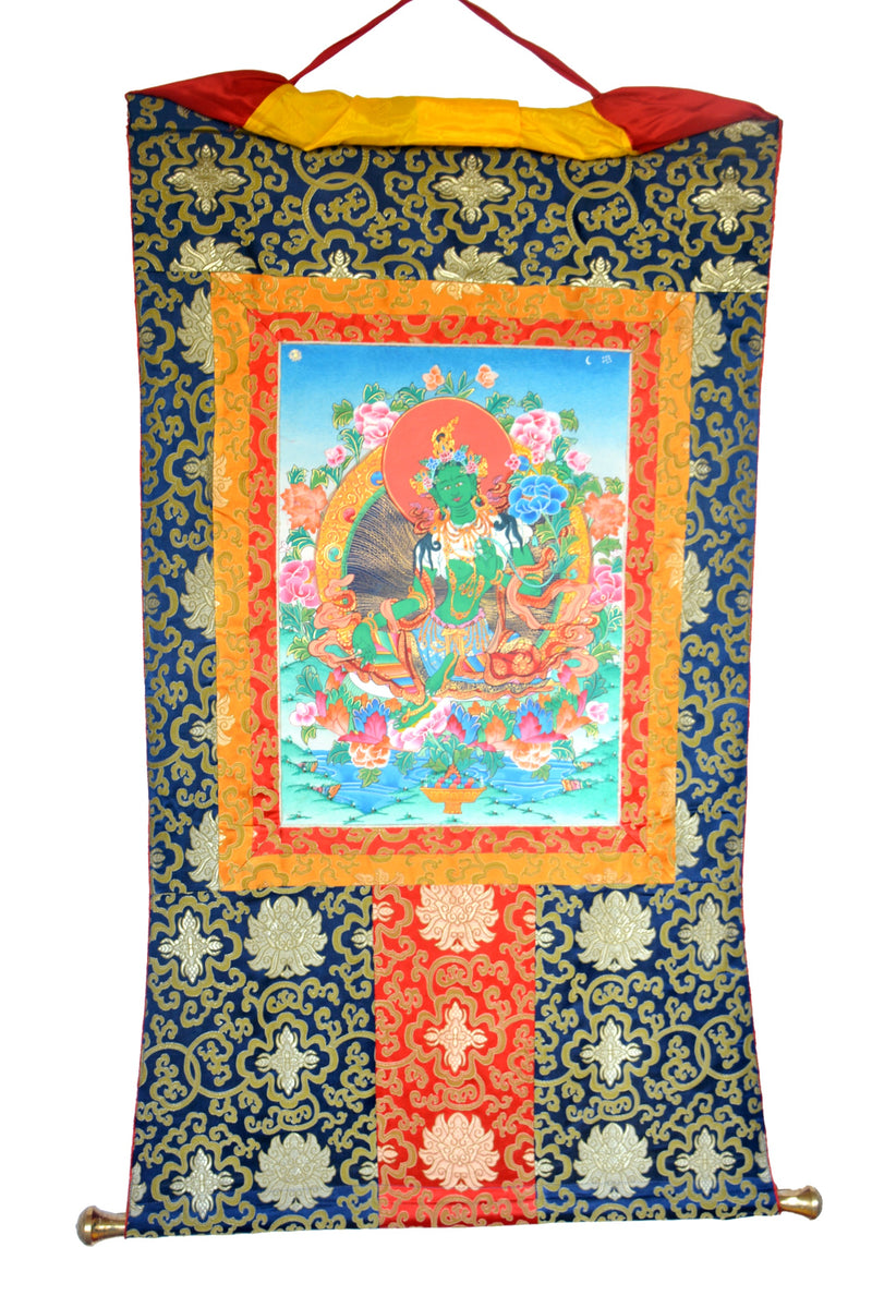 Hand Painted Green Tara Thangka