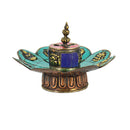 Copper Tibetan 8 Auspicious Symbol Incense Burner & Candle Holder