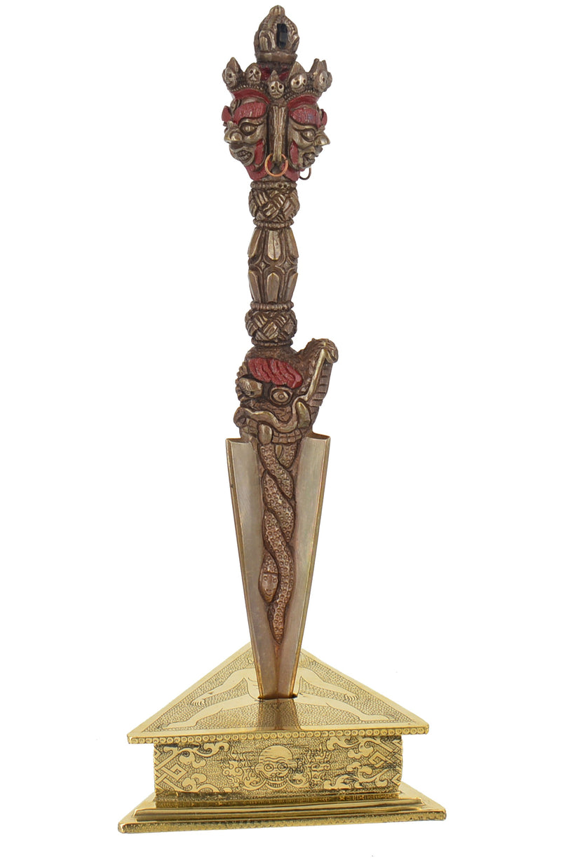 10" Vintage Oxidized Copper Phurba Set