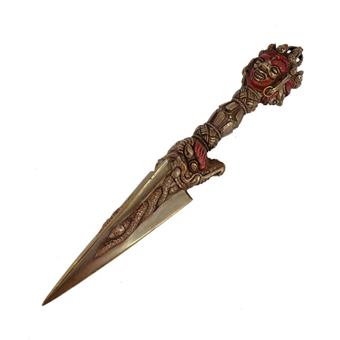 7" Vintage Oxidized Copper Phurba Set