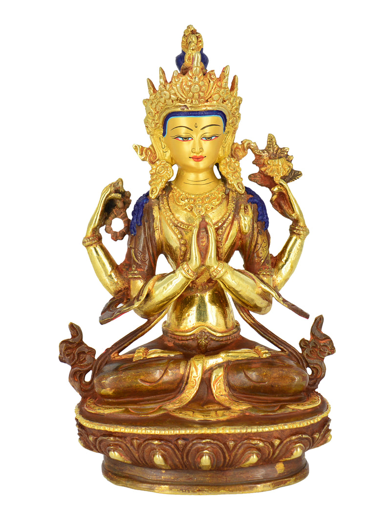 9" Gold Plated Chengreshi Statue