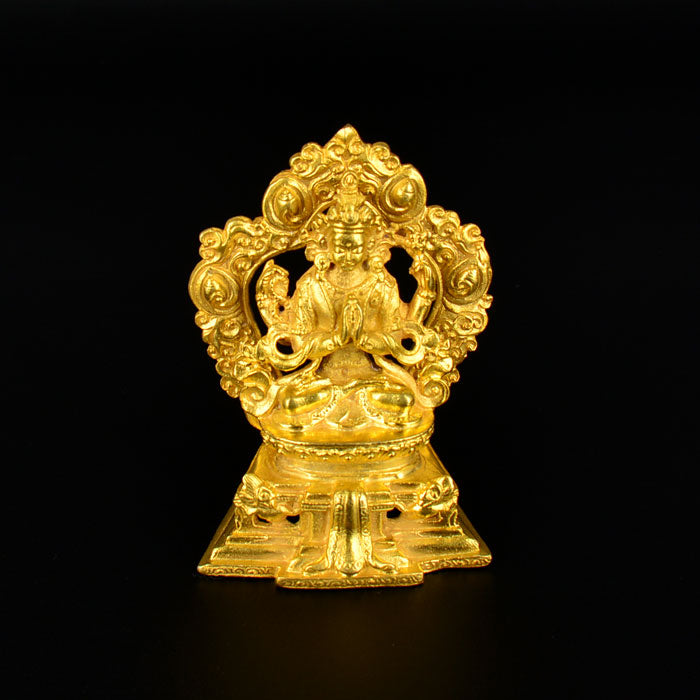 3.3" Gold Plated Chengreshi Statue W/Base