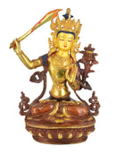 13" Gold Plated/Copper Manjushree Statue