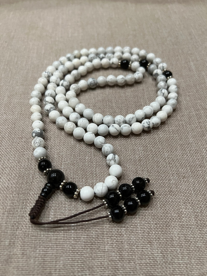 Howlite Stone Mala With Black Onyx Spacer